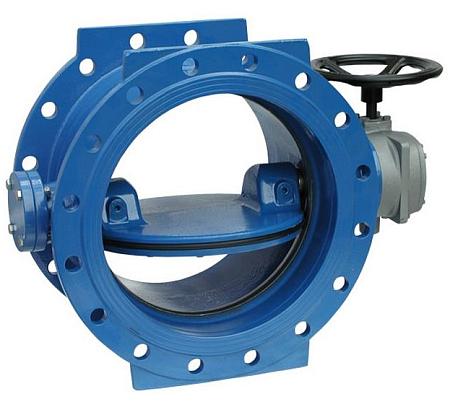 Затвор поворотный фланцевый тип 023F с двумя эксцентриситетами (корпус - чугун, диск - чугун), редуктор DN 350 Затвор поворотный фланцевый тип 023F с двумя эксцентриситетами (корпус - чугун, диск - чугун), редуктор DN 350